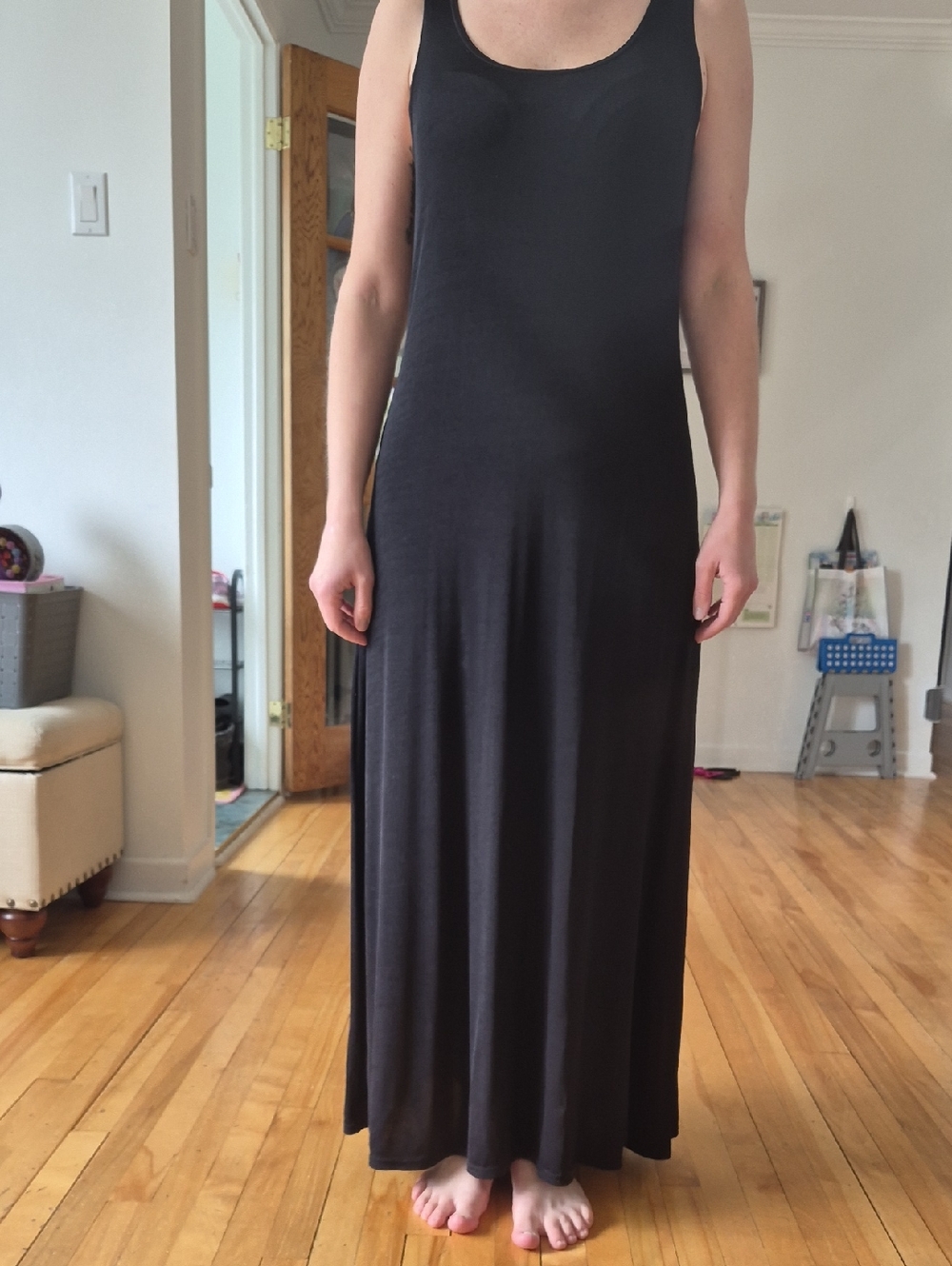 Joseph Ribkoff Vintage Black Scoop Neck Sleeveless Slinky Maxi Dress LBD
